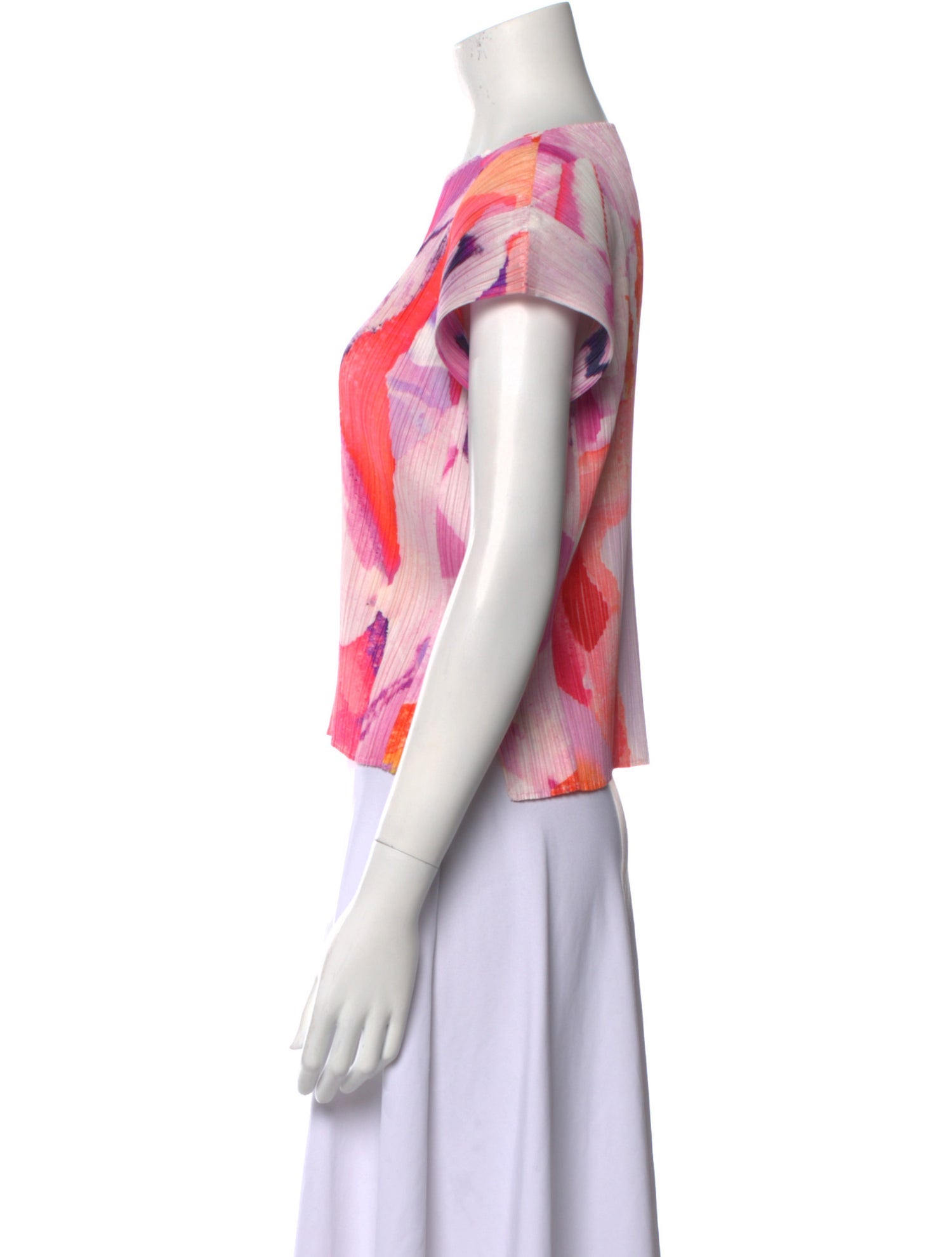 Pleats Please Issey Miyake Printed Bateau Neckline T-Shirt