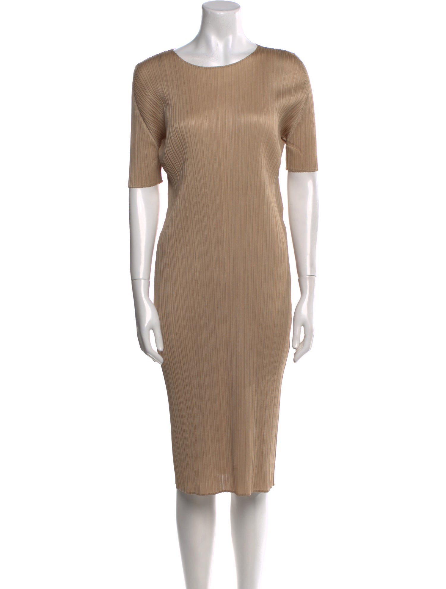 Pleats Please Issey Miyake Scoop Neck Midi Length Dress