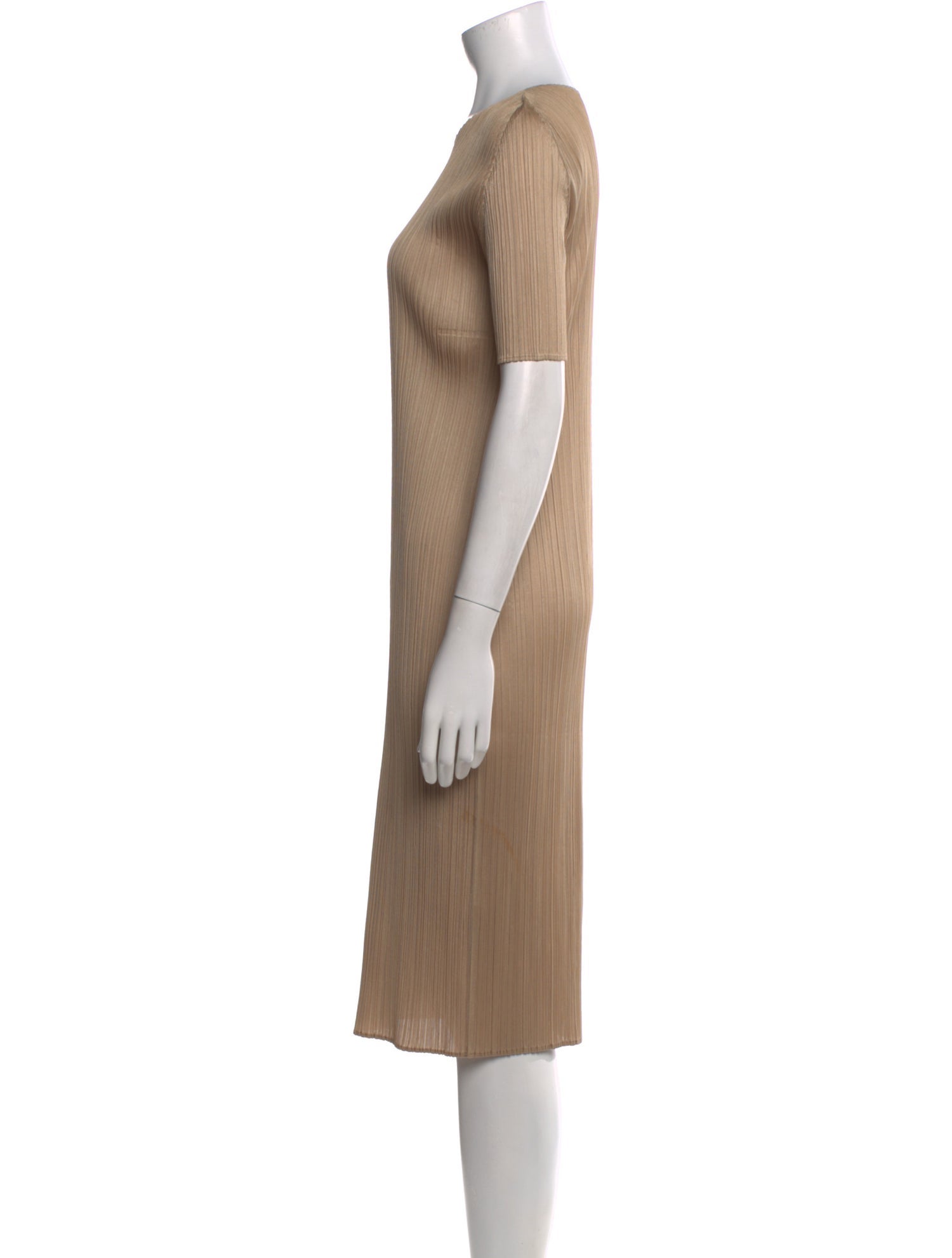 Pleats Please Issey Miyake Scoop Neck Midi Length Dress