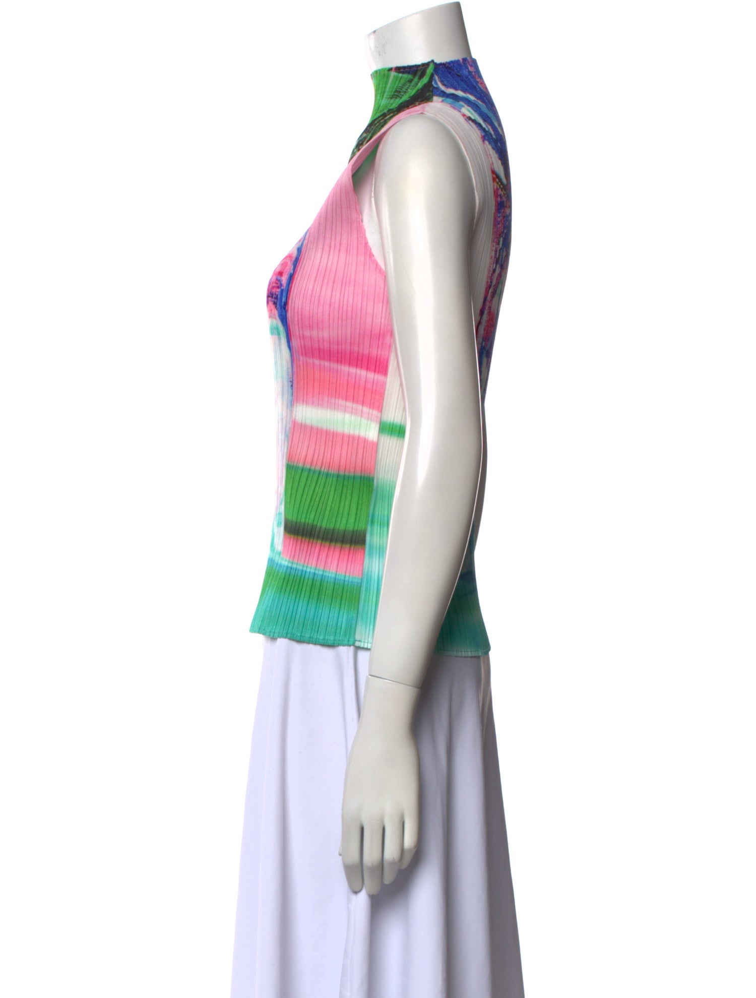 Pleats Please Issey Miyake Printed Cowl Neck Top