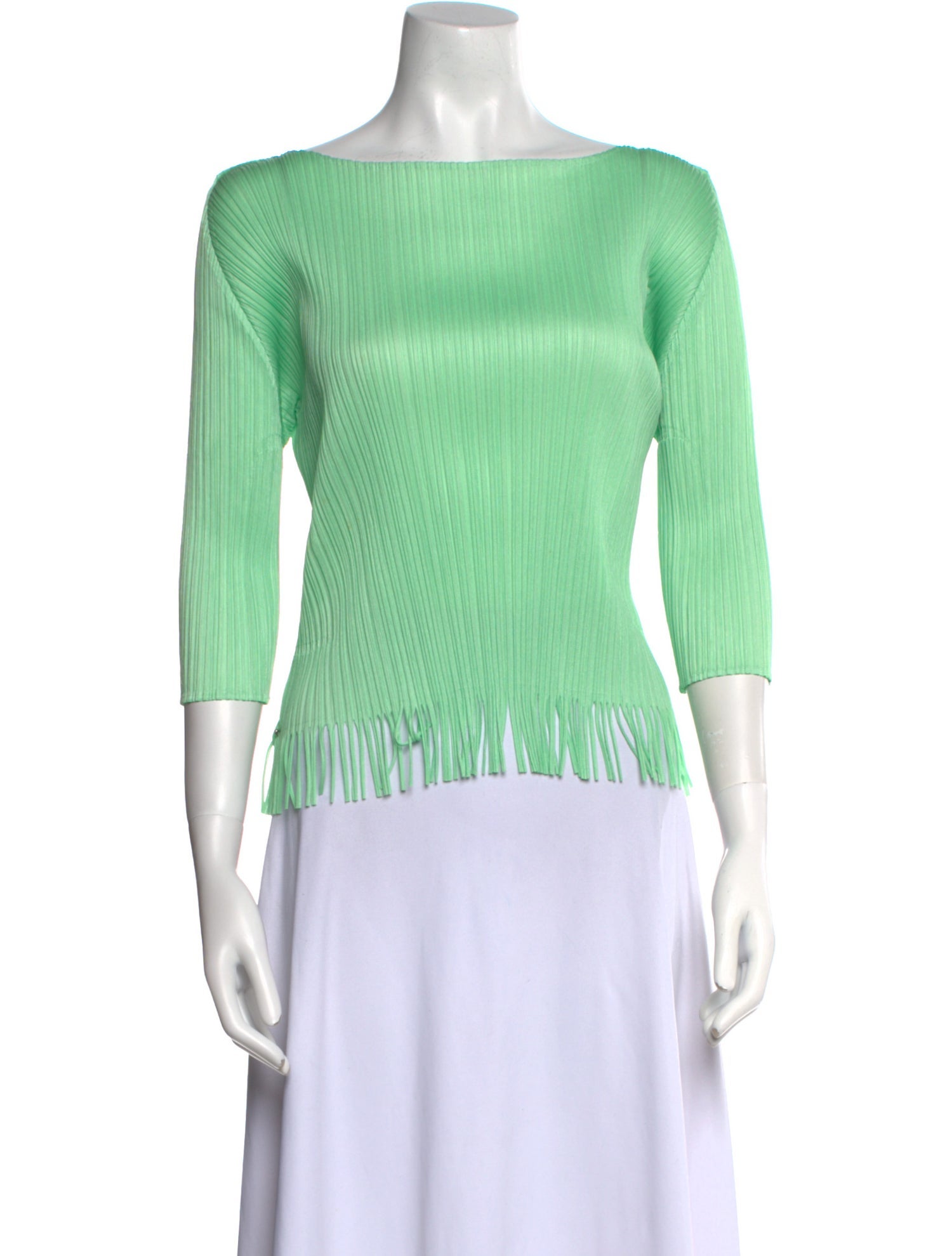Pleats Please Issey Miyake Bateau Neckline Three-Quarter Sleeve Top w/ Tags