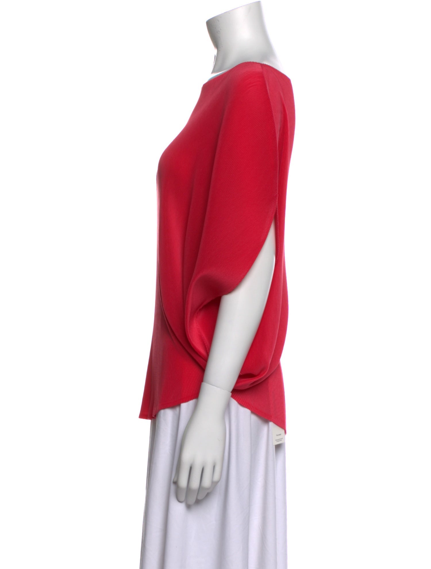 Pleats Please Issey Miyake Scoop Neck Three-Quarter Sleeve Blouse