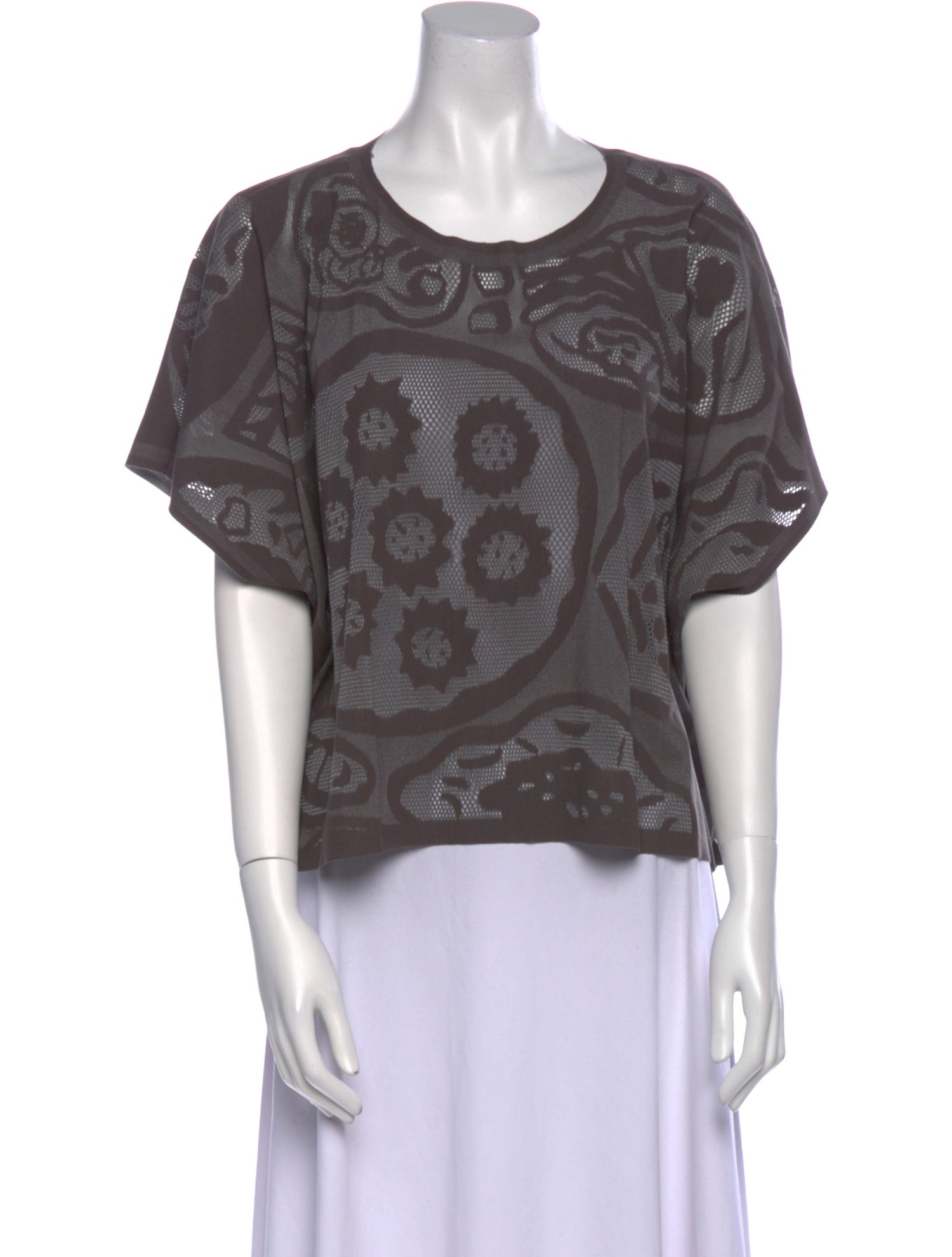 Pleats Please Issey Miyake Nylon Printed Blouse