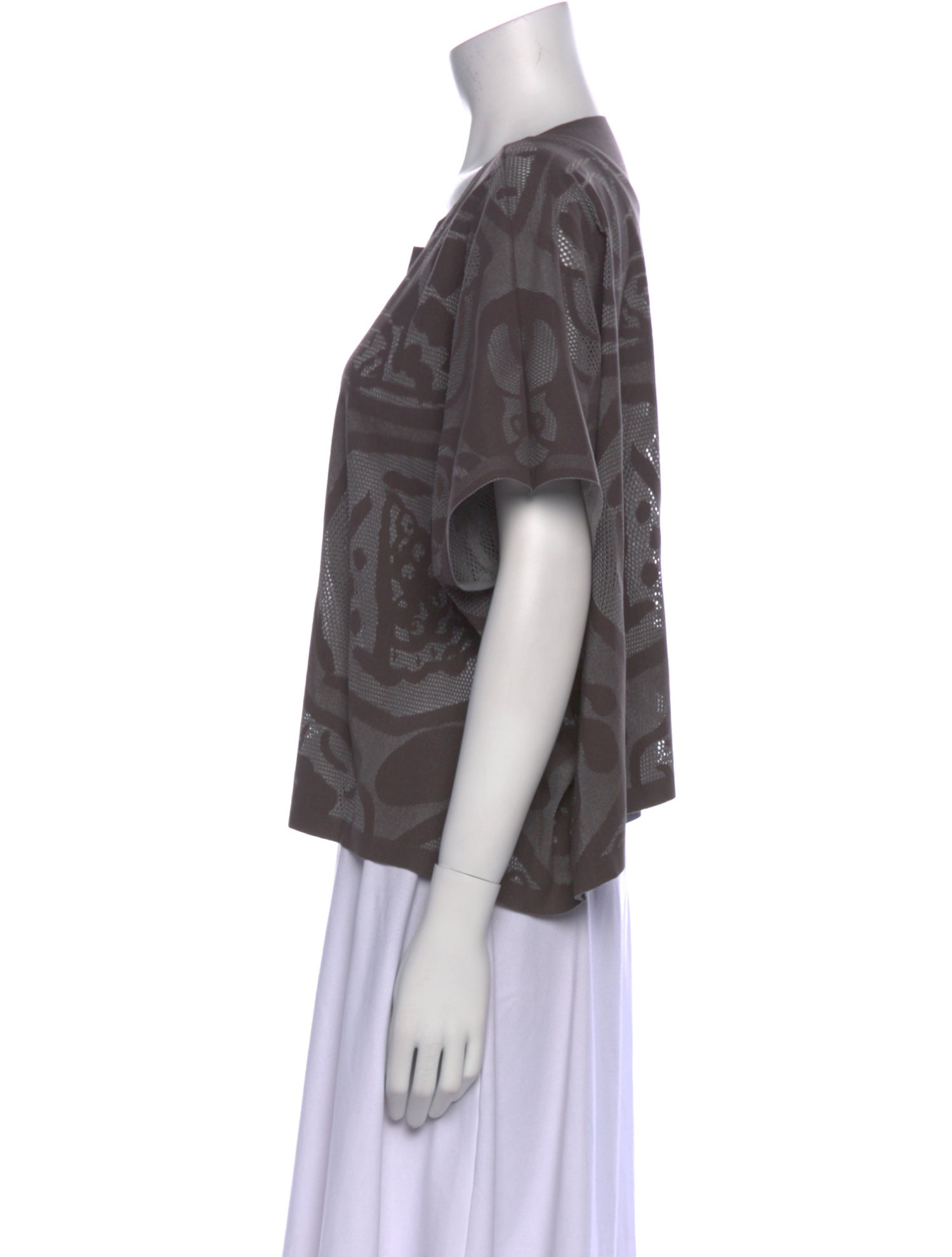 Pleats Please Issey Miyake Nylon Printed Blouse