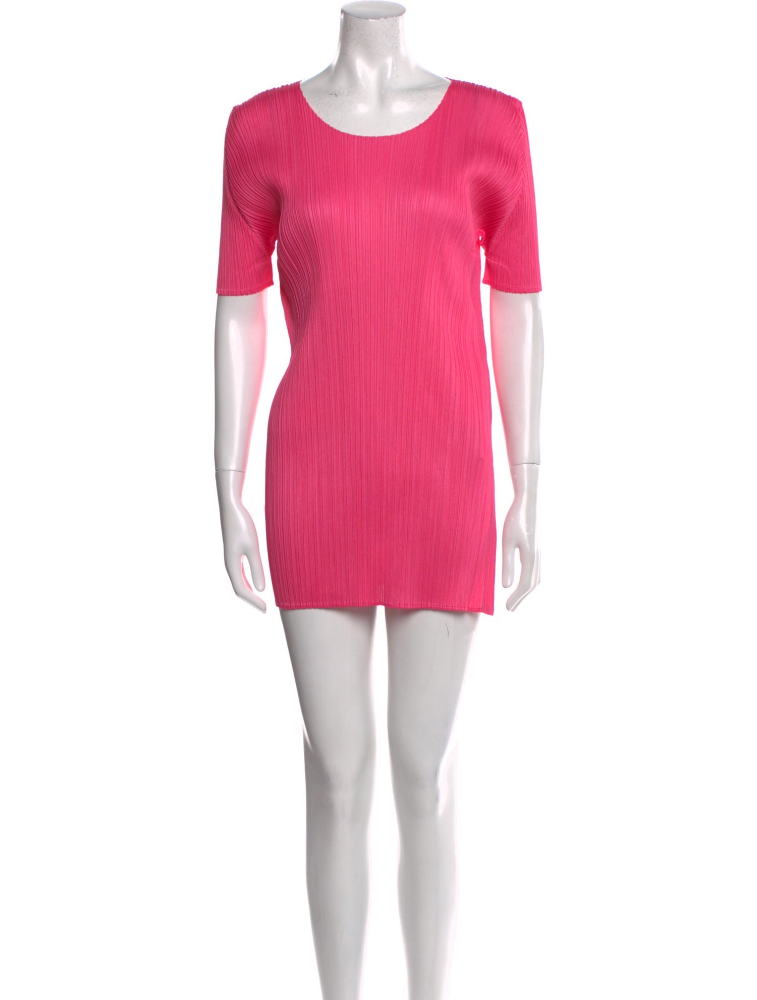 Pleats Please Issey Miyake Scoop Neck Mini Dress