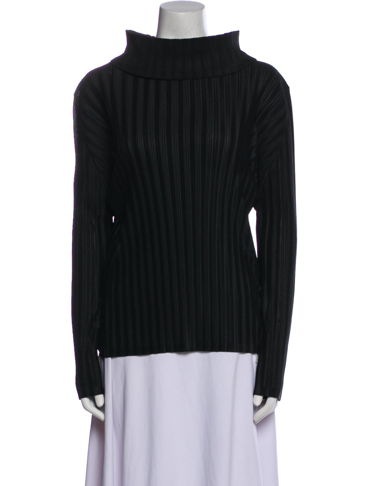 Pleats Please Issey Miyake Turtleneck Long Sleeve Blouse