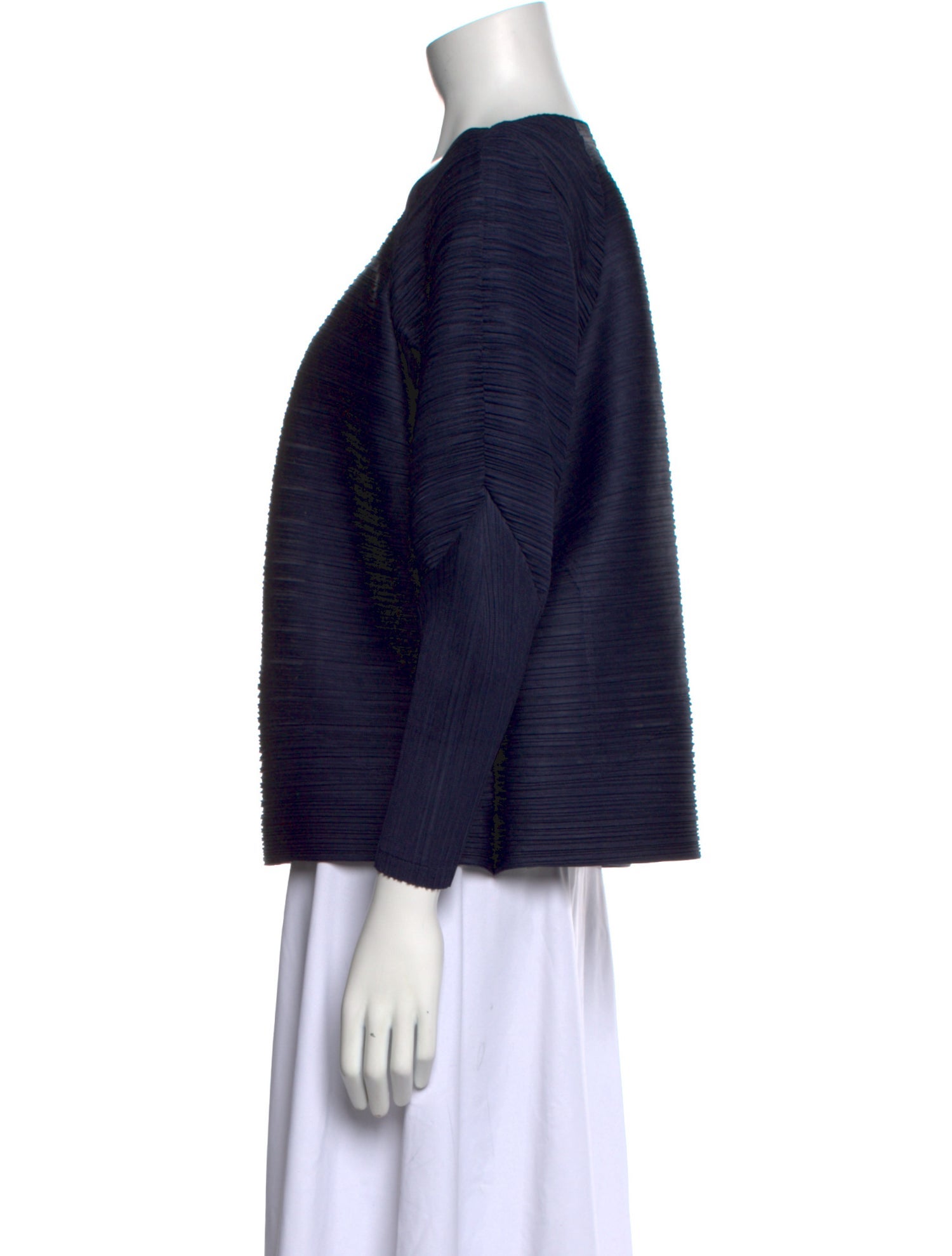 Pleats Please Issey Miyake Square Neckline Three-Quarter Sleeve Blouse