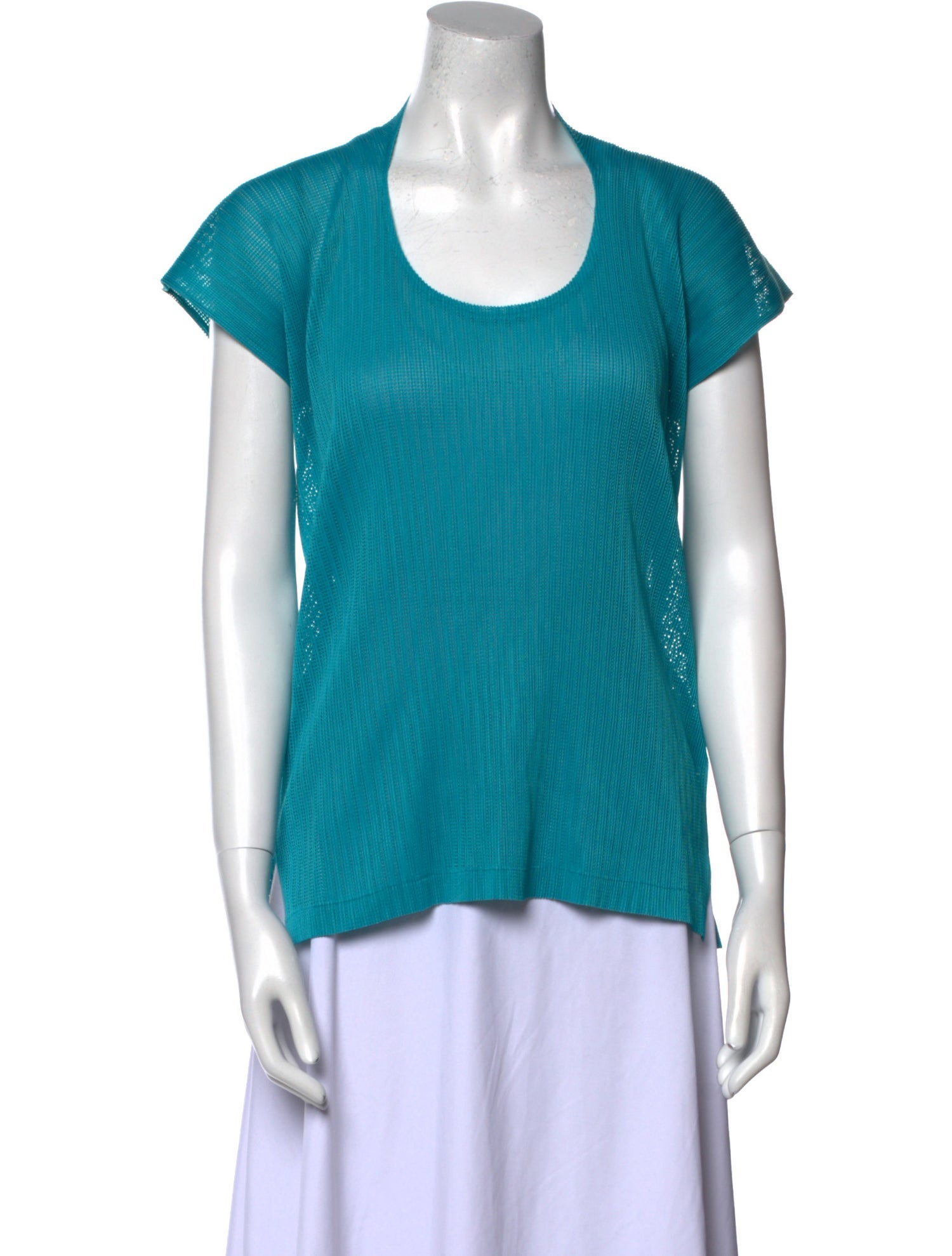 Pleats Please Issey Miyake Scoop Neck Short Sleeve T-Shirt