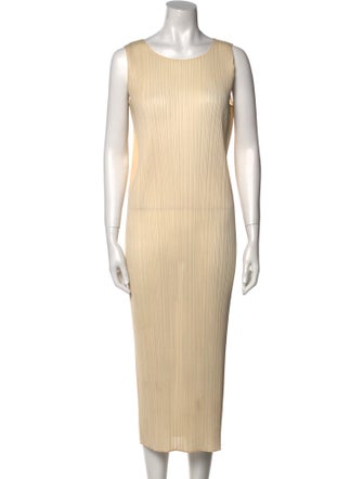 Pleats Please Issey Miyake Scoop Neck Long Dress