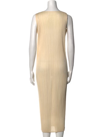 Pleats Please Issey Miyake Scoop Neck Long Dress
