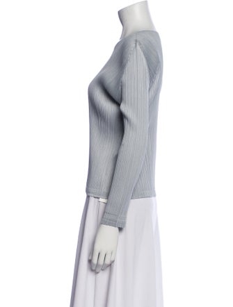Pleats Please Issey Miyake Scoop Neck Long Sleeve Top