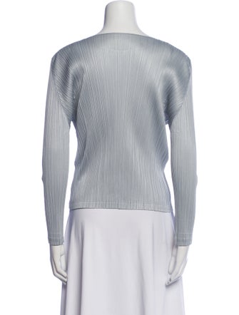 Pleats Please Issey Miyake Scoop Neck Long Sleeve Top