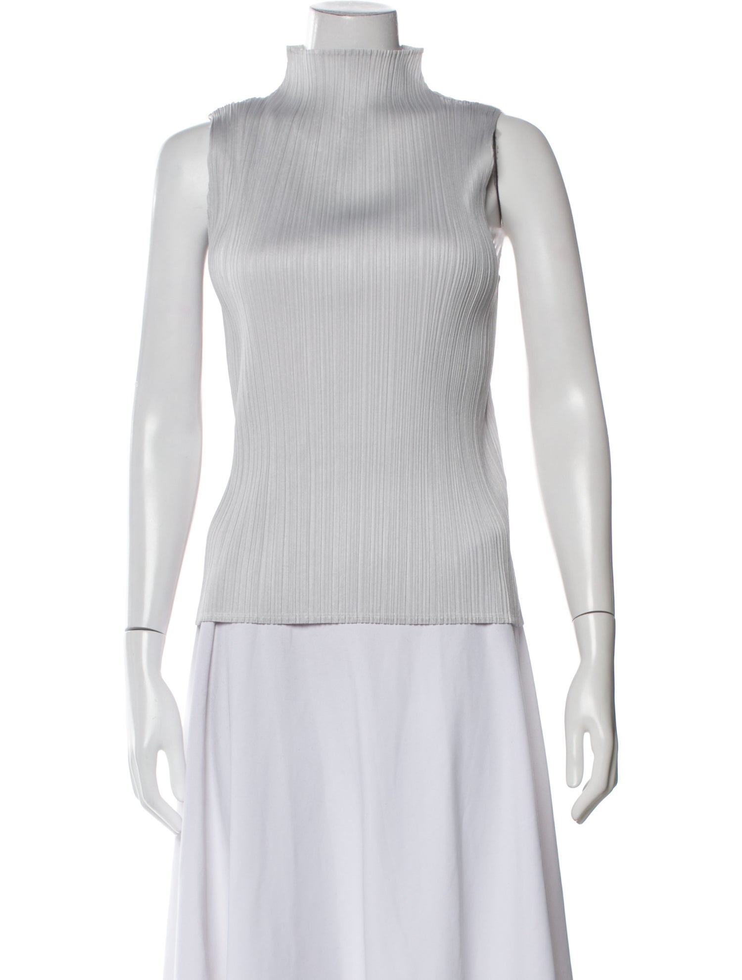 Pleats Please Issey Miyake Mock Neck Sleeveless Top
