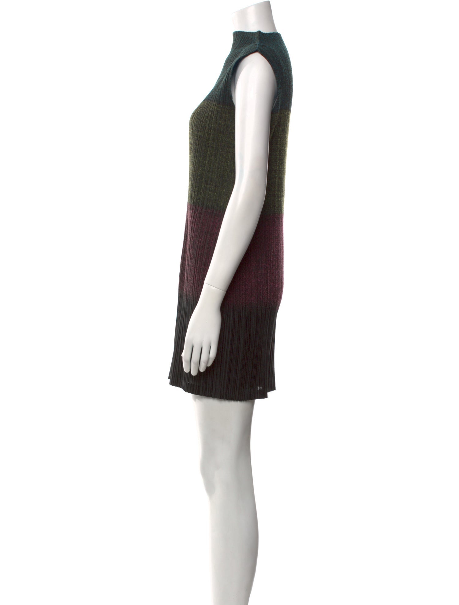 Pleats Please Issey Miyake Striped Mini Dress