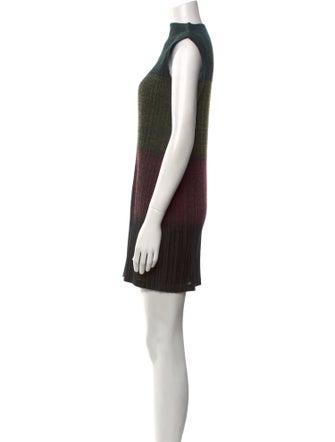 Pleats Please Issey Miyake Striped Mini Dress