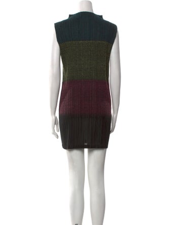 Pleats Please Issey Miyake Striped Mini Dress
