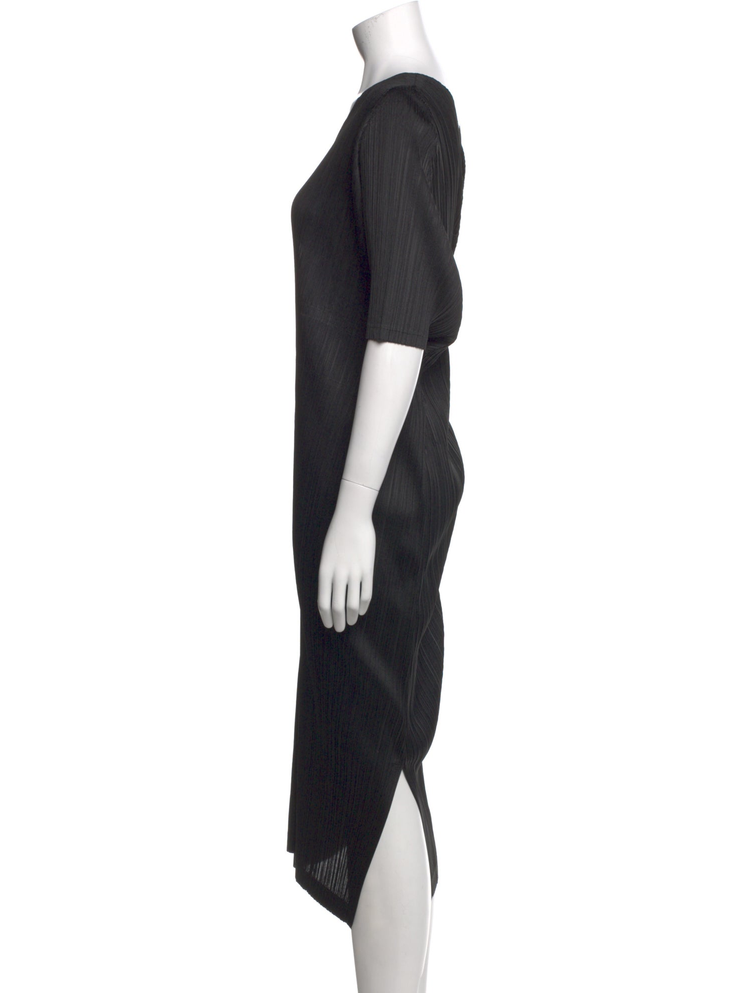 Pleats Please Issey Miyake V-Neck Midi Length Dress
