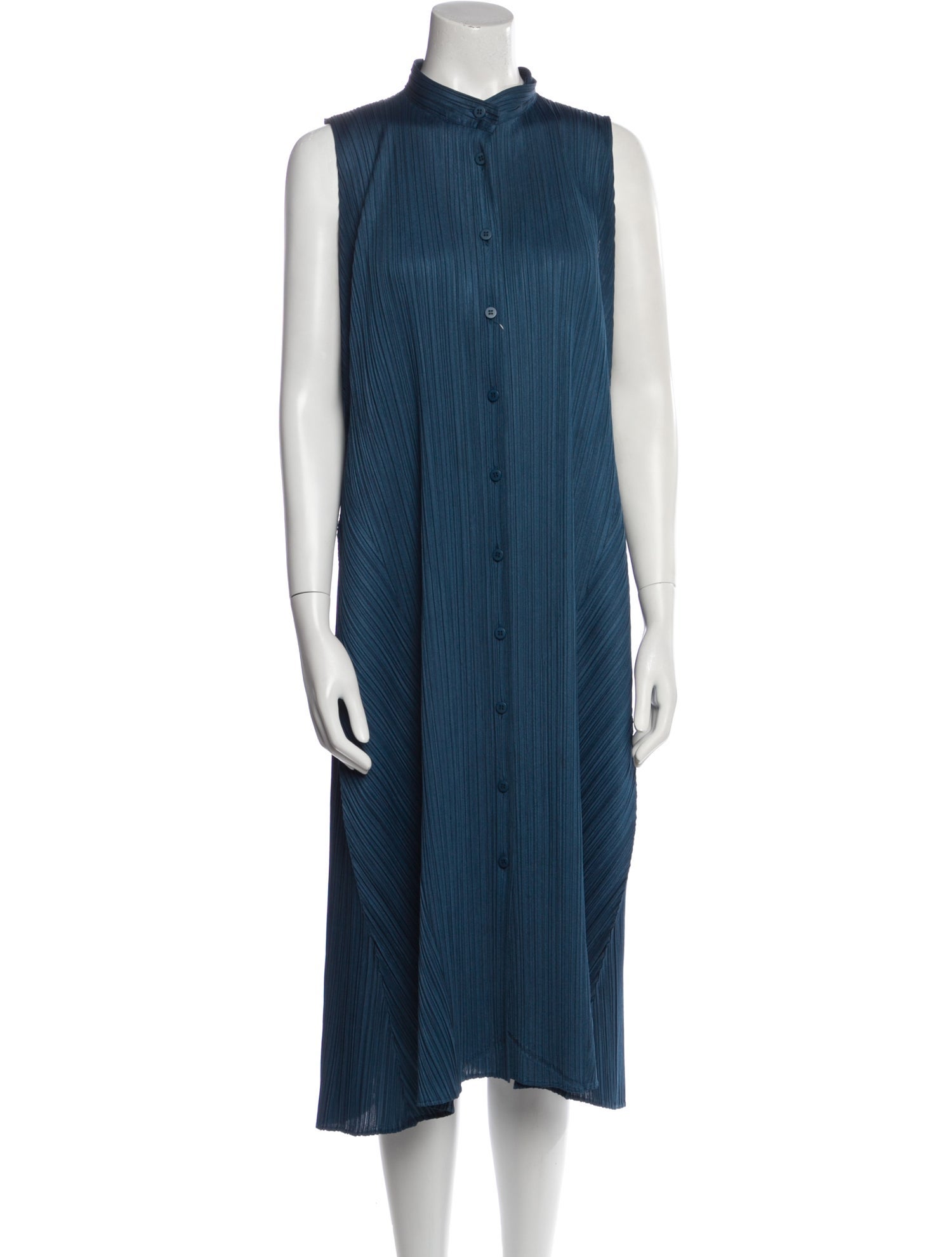 Pleats Please Issey Miyake Mock Neck Midi Length Dress