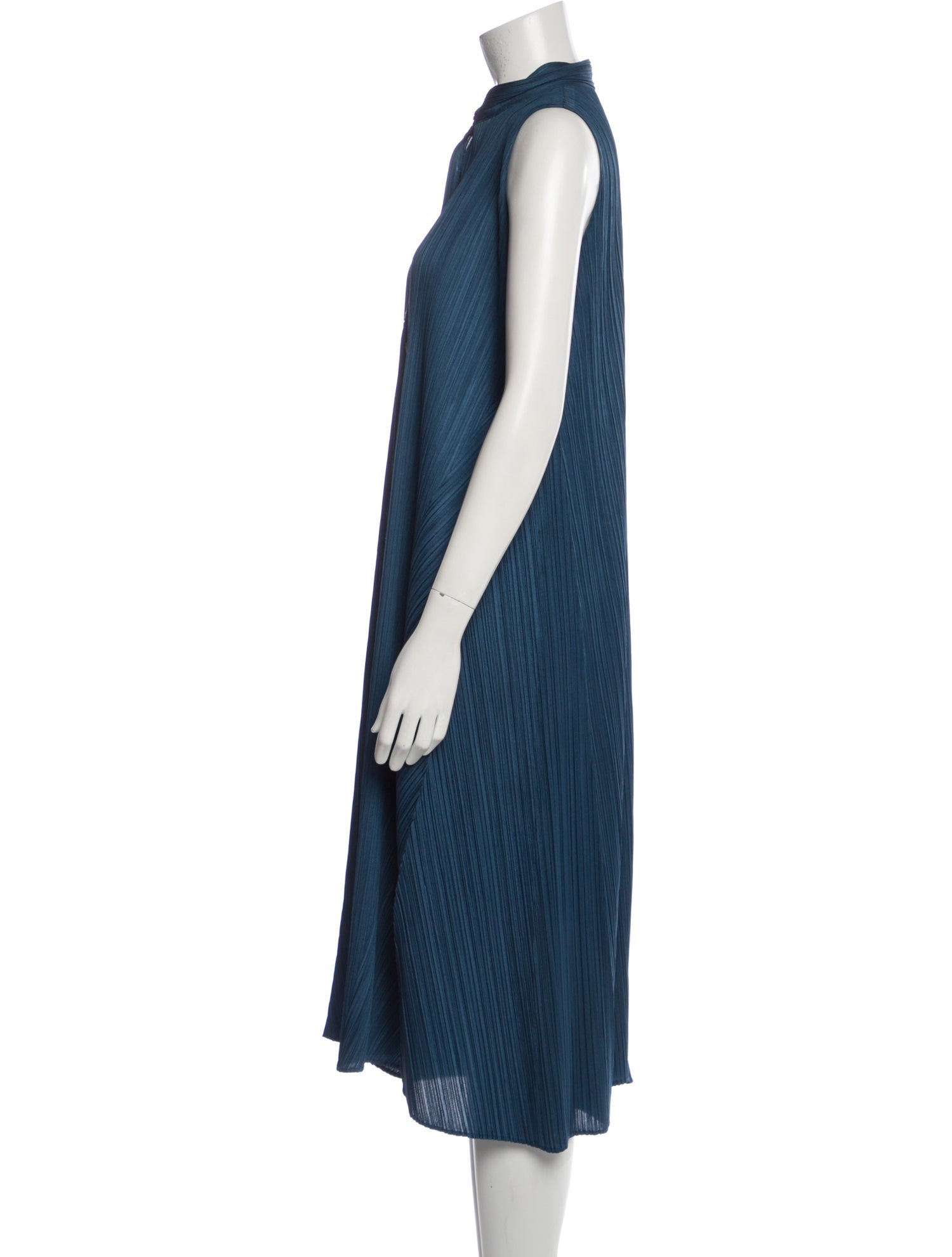 Pleats Please Issey Miyake Mock Neck Midi Length Dress