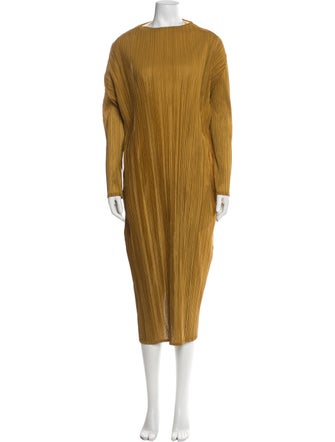 Pleats Please Issey Miyake Crew Neck Midi Length Dress