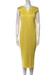 Pleats Please Issey Miyake V-Neck Midi Length Dress