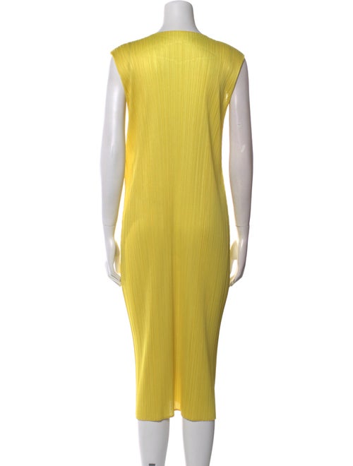 Pleats Please Issey Miyake V-Neck Midi Length Dress