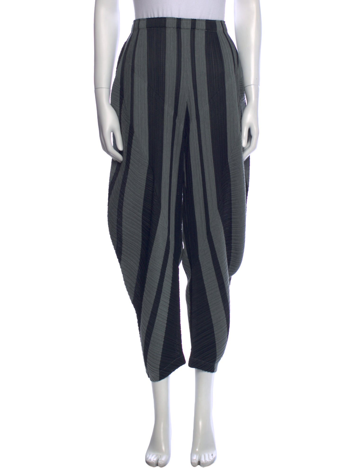 Pleats Please Issey Miyake Striped Wide Leg Pants