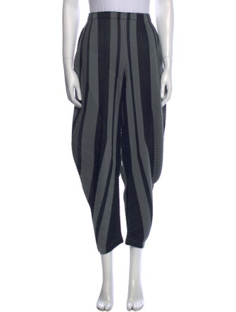 Pleats Please Issey Miyake Striped Wide Leg Pants