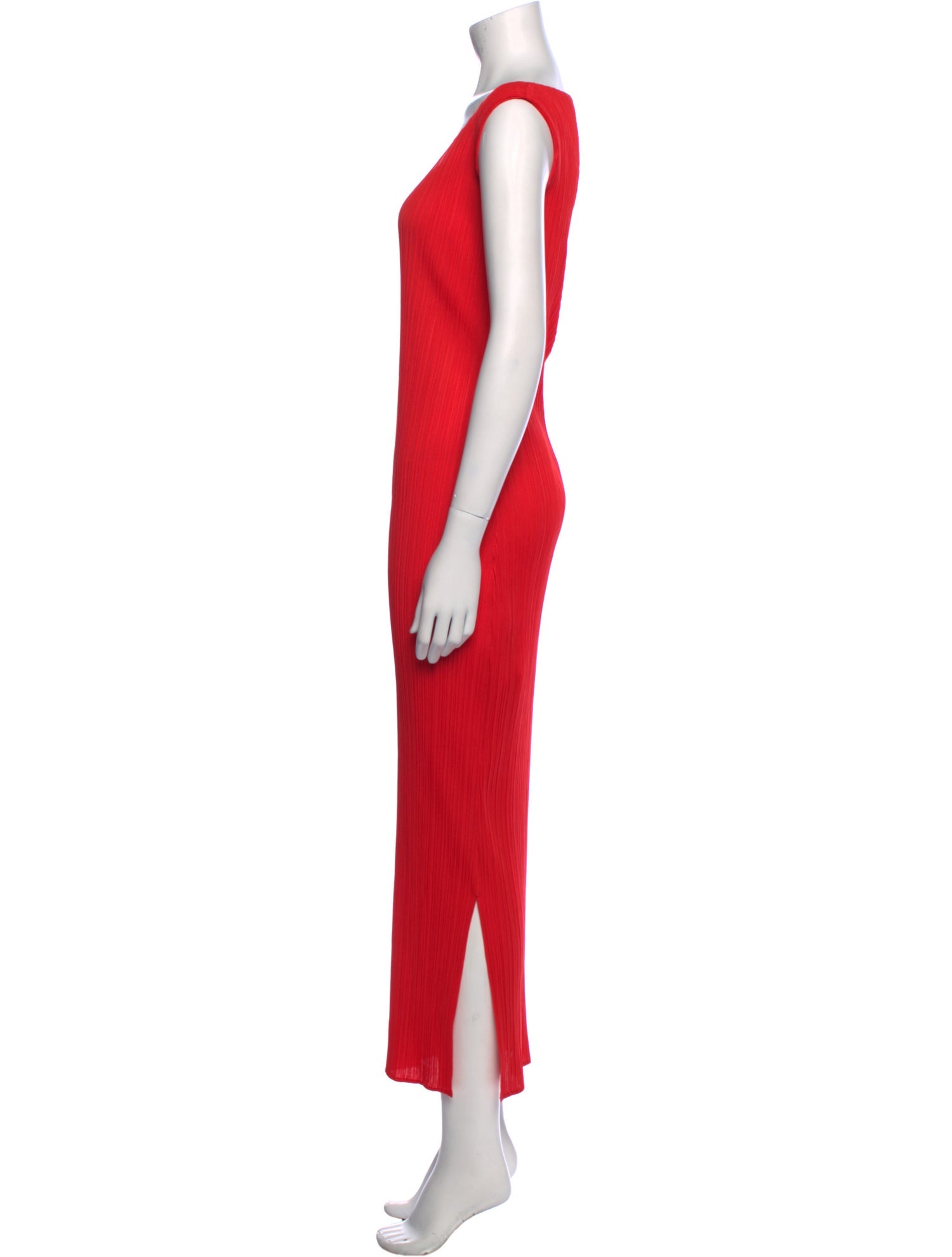 Pleats Please Issey Miyake Scoop Neck Long Dress