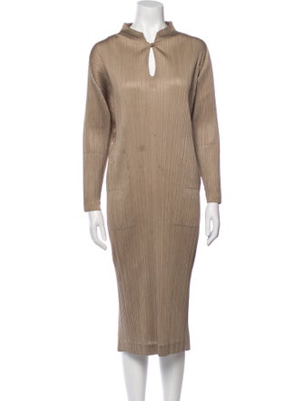 Pleats Please Issey Miyake Turtleneck Midi Length Dress