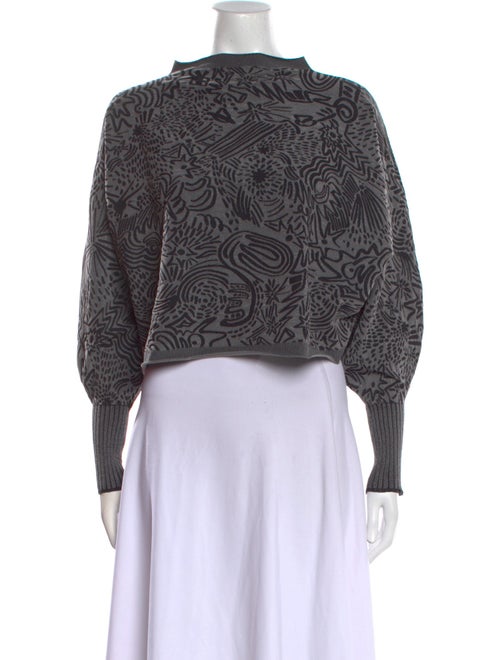 Pleats Please Issey Miyake Paisley Print Mock Neck Crop Top
