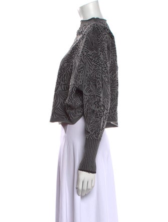 Pleats Please Issey Miyake Paisley Print Mock Neck Crop Top