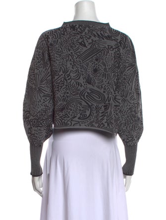 Pleats Please Issey Miyake Paisley Print Mock Neck Crop Top