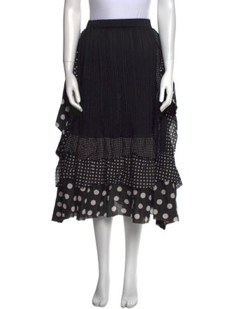 Pleats Please Issey Miyake Polka Dot Print Midi Length Skirt