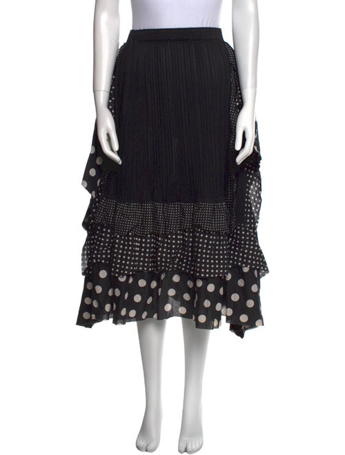 Pleats Please Issey Miyake Polka Dot Print Midi Length Skirt