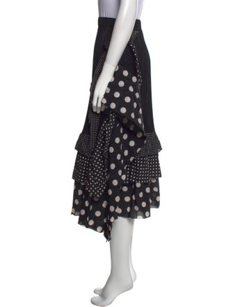 Pleats Please Issey Miyake Polka Dot Print Midi Length Skirt