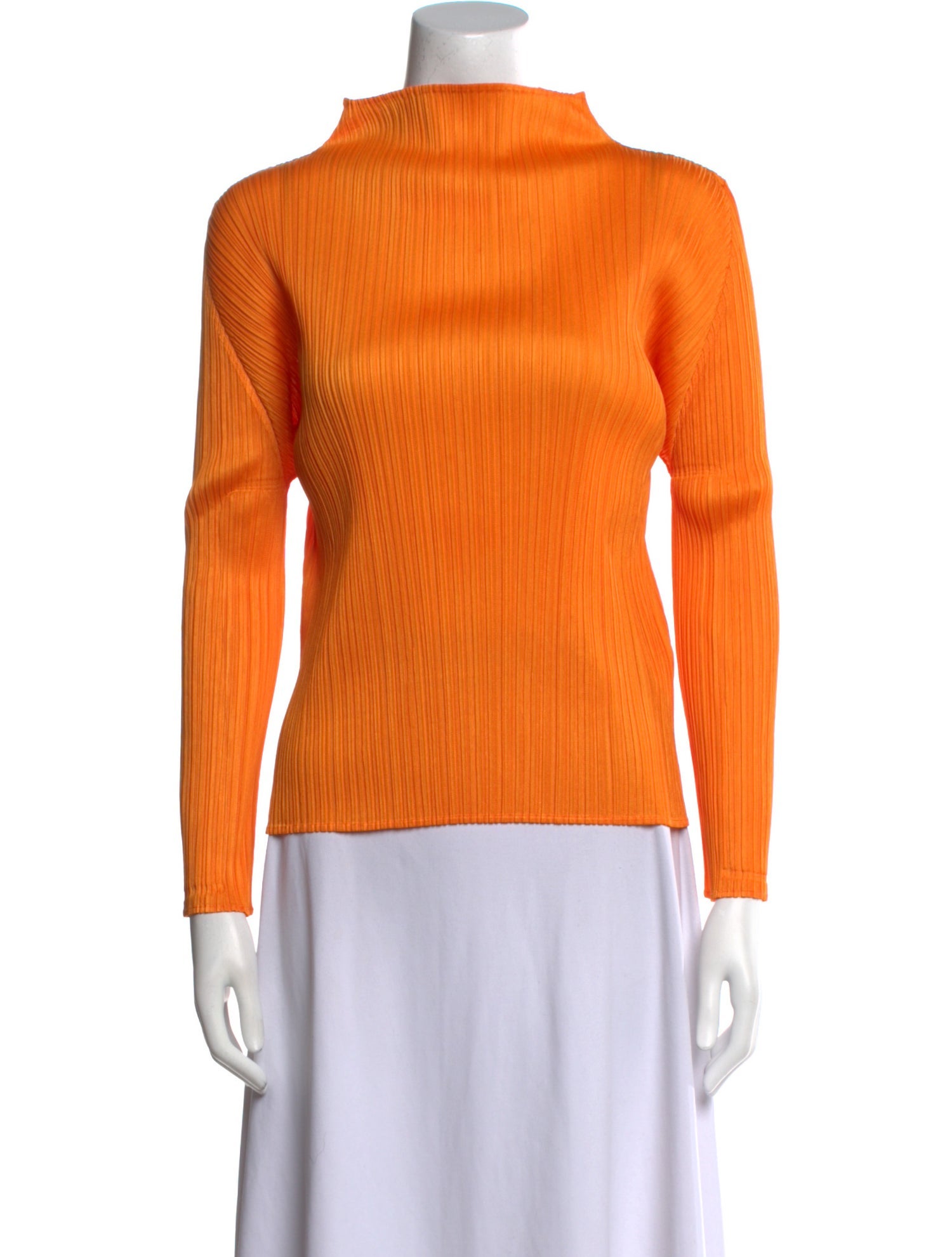 Pleats Please Issey Miyake Mock Neck Long Sleeve Top