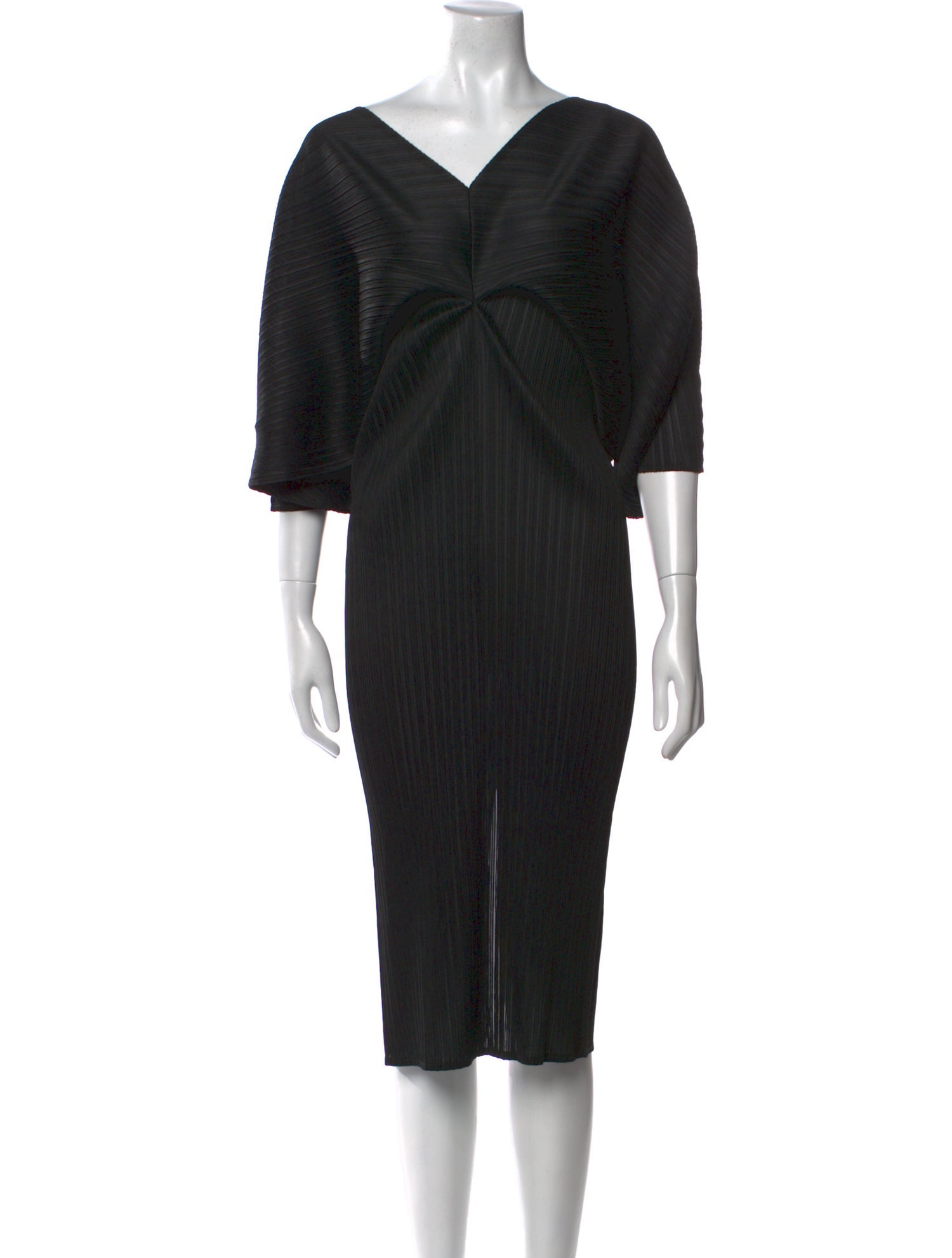 Pleats Please Issey Miyake V-Neck Mini Dress