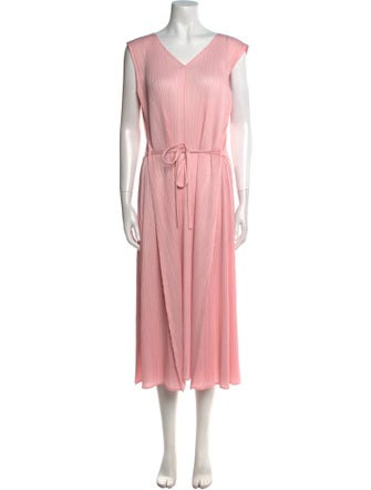 Pleats Please Issey Miyake V-Neck Long Dress