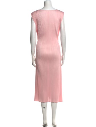 Pleats Please Issey Miyake V-Neck Long Dress
