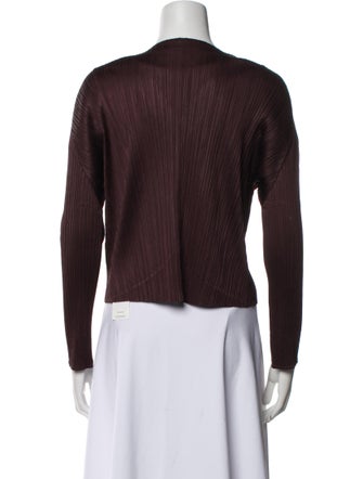Pleats Please Issey Miyake V-Neck Long Sleeve Crop Top