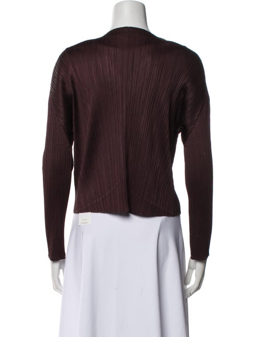 Pleats Please Issey Miyake V-Neck Long Sleeve Crop Top