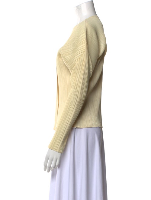 Pleats Please Issey Miyake V-Neck Long Sleeve Top