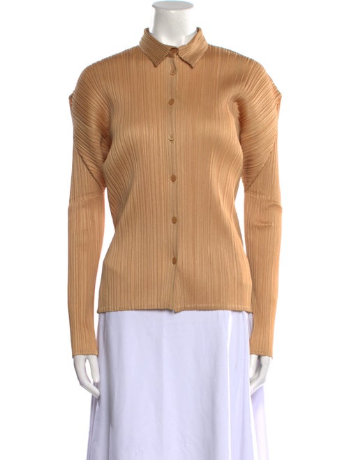 Pleats Please Issey Miyake Long Sleeve Button-Up Top