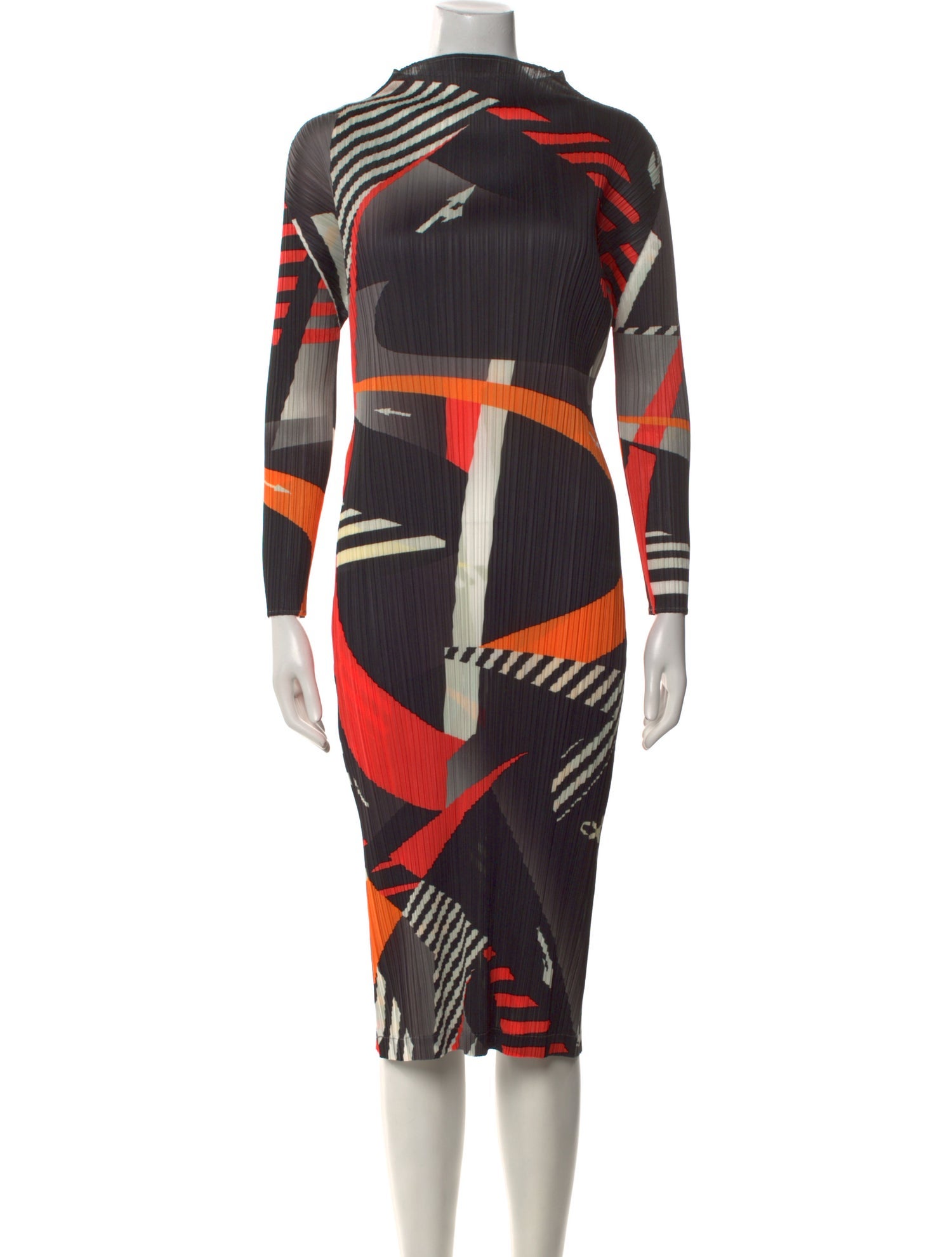 Pleats Please Issey Miyake Printed Midi Length Dress