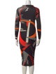 Pleats Please Issey Miyake Printed Midi Length Dress