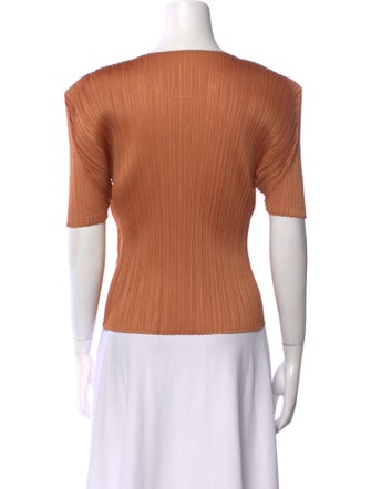 Pleats Please Issey Miyake Scoop Neck Short Sleeve Top