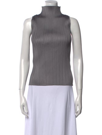 Pleats Please Issey Miyake Mock Neck Sleeveless Top
