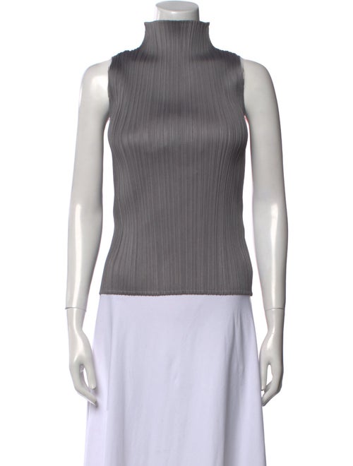 Pleats Please Issey Miyake Mock Neck Sleeveless Top