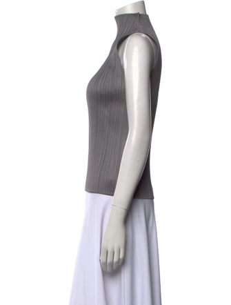Pleats Please Issey Miyake Mock Neck Sleeveless Top